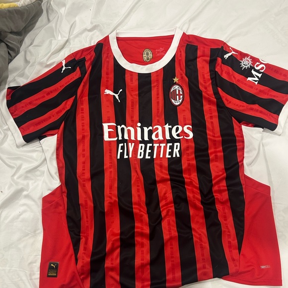 Puma mens AC Milan Red and Black Striped Jersey